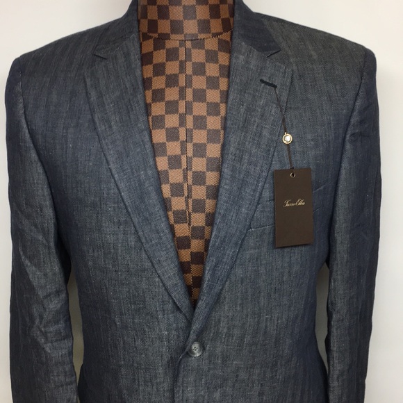Tasso Elba-Blue 100% LINEN Blazer NWT 40R SWAG!! - Picture 2 of 6